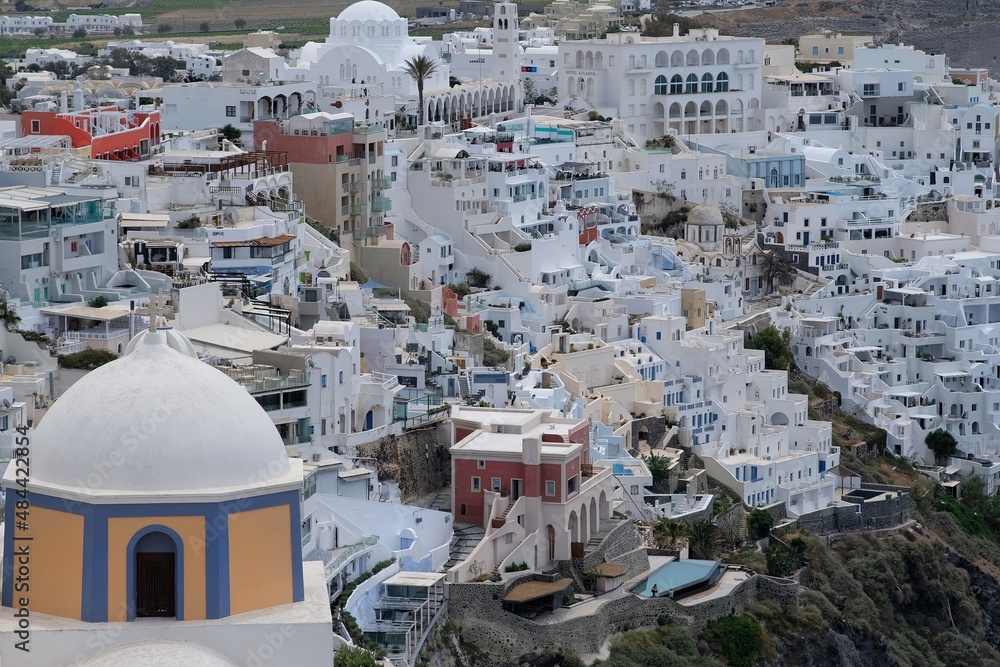 Panoramic view of the picturesque village of Fira Santorini