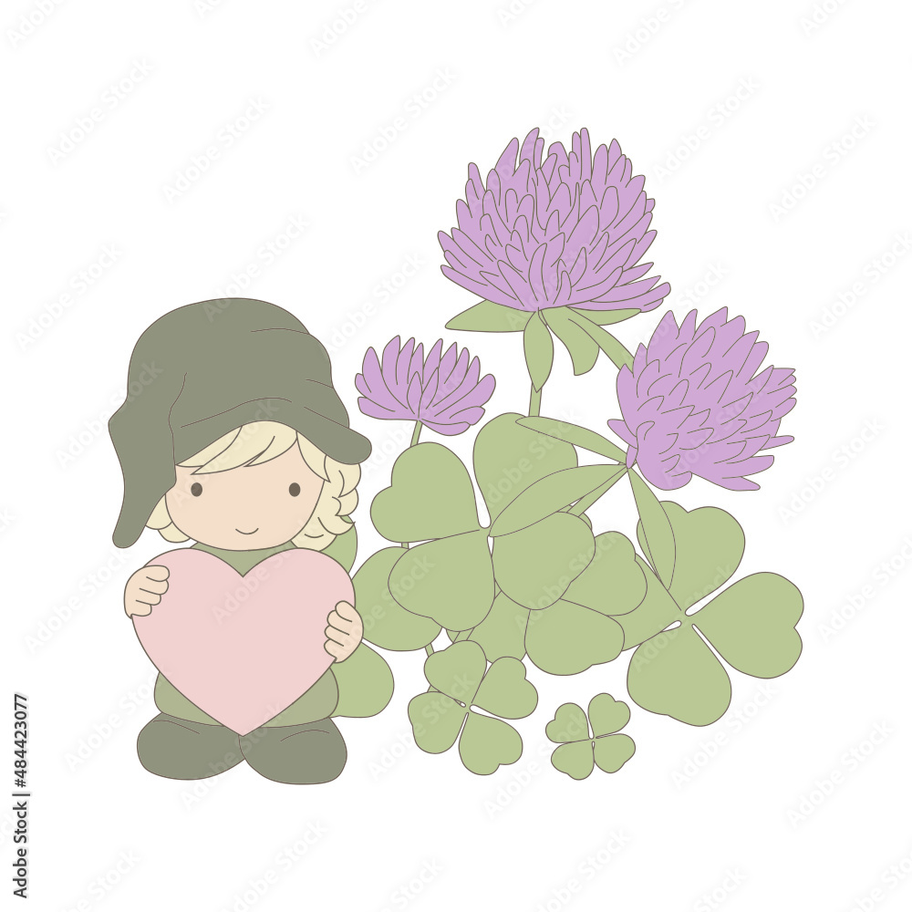 baby dwarf girl with heart and shamrock flower baby dwarf girl with heart and shamrock flower