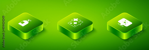 Set Isometric Home cleaning service, and Dishwashing liquid bottle icon. Vector