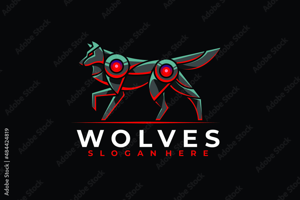 Modern Mecha Robotic Dog Logo Design Template Stock Vector | Adobe Stock