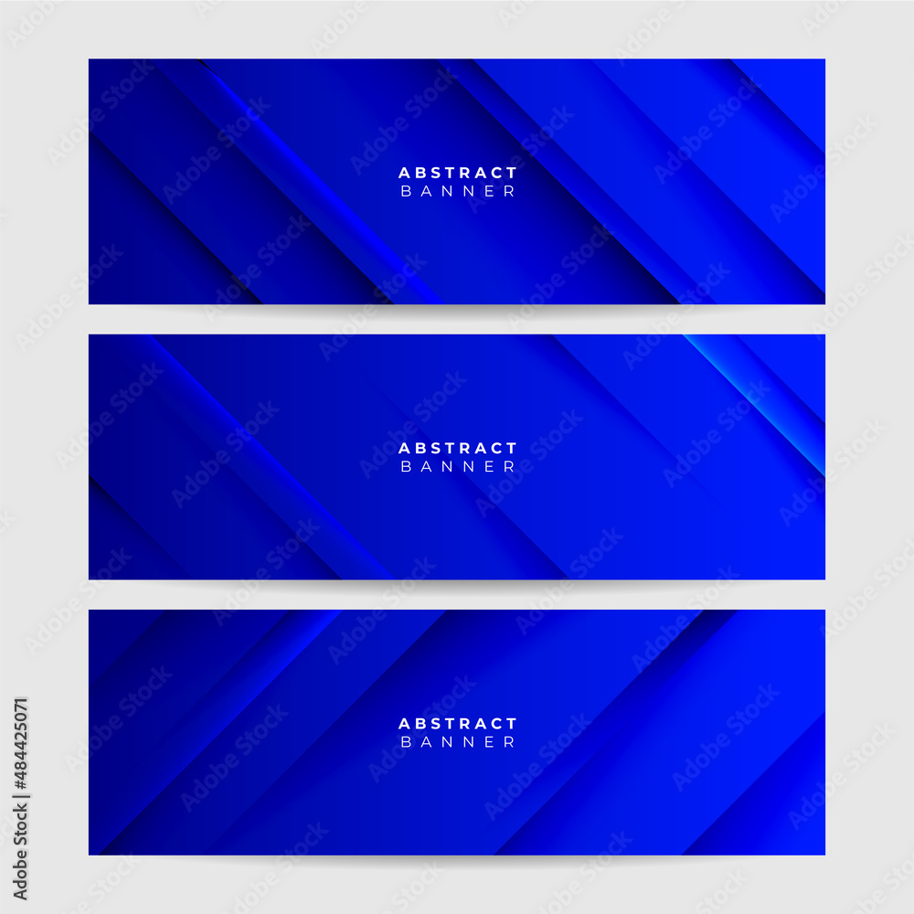 Fototapeta premium Set of modern Geometric line blue abstract banner design background