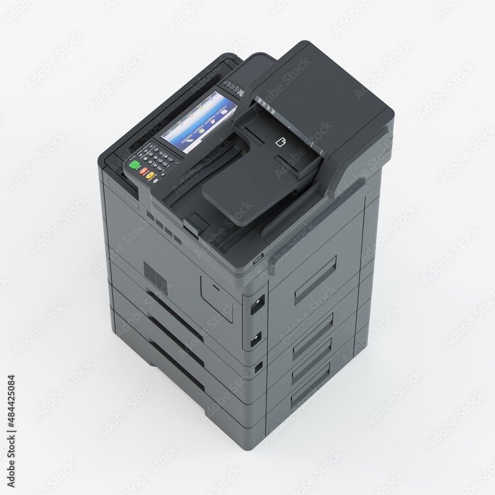 Multi-function printer scanner. Isolated Office professional technology. 3D illustration. Multi-function printer scanner. Isolated Office professional technology. 3D illustration.
