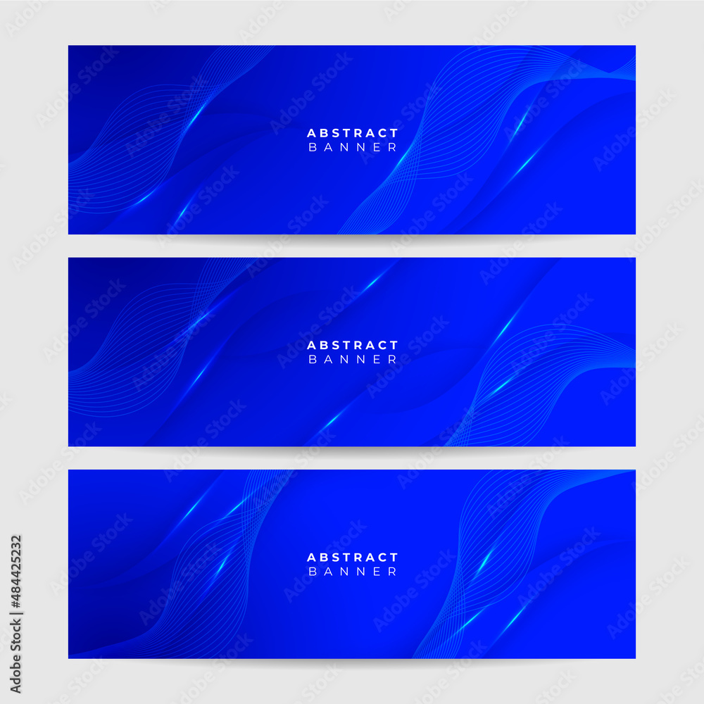 Fototapeta premium Set of modern Wave blue abstract banner design background