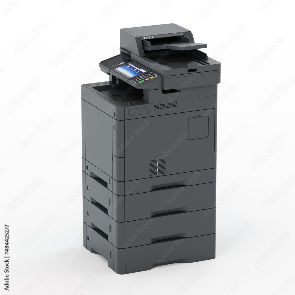 Multi-function printer scanner. Isolated Office professional technology. 3D illustration. Multi-function printer scanner. Isolated Office professional technology. 3D illustration.