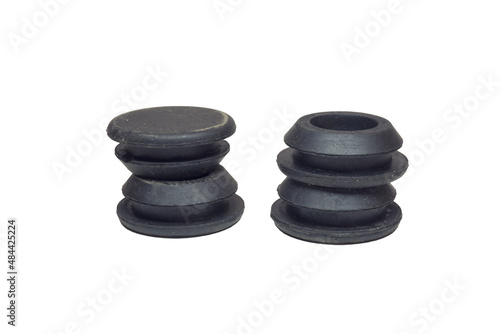 car body hole plugs. set of rubber plugs for holes of car bottom. on white background