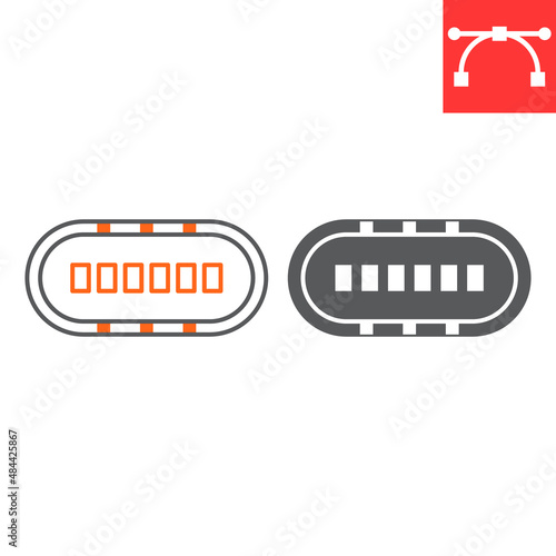 Poker table line and glyph icon, casino and blackjack, poker table vector icon, vector graphics, editable stroke outline sign, eps 10.