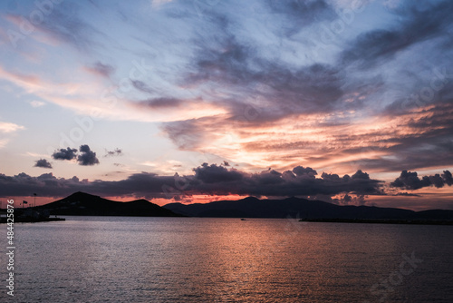 Naxos  sunset over the sea and mountains