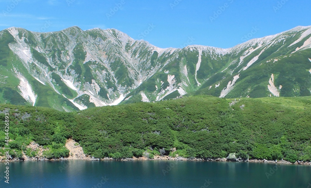 Japanese Alps Tateyama Mountain View with Lake 