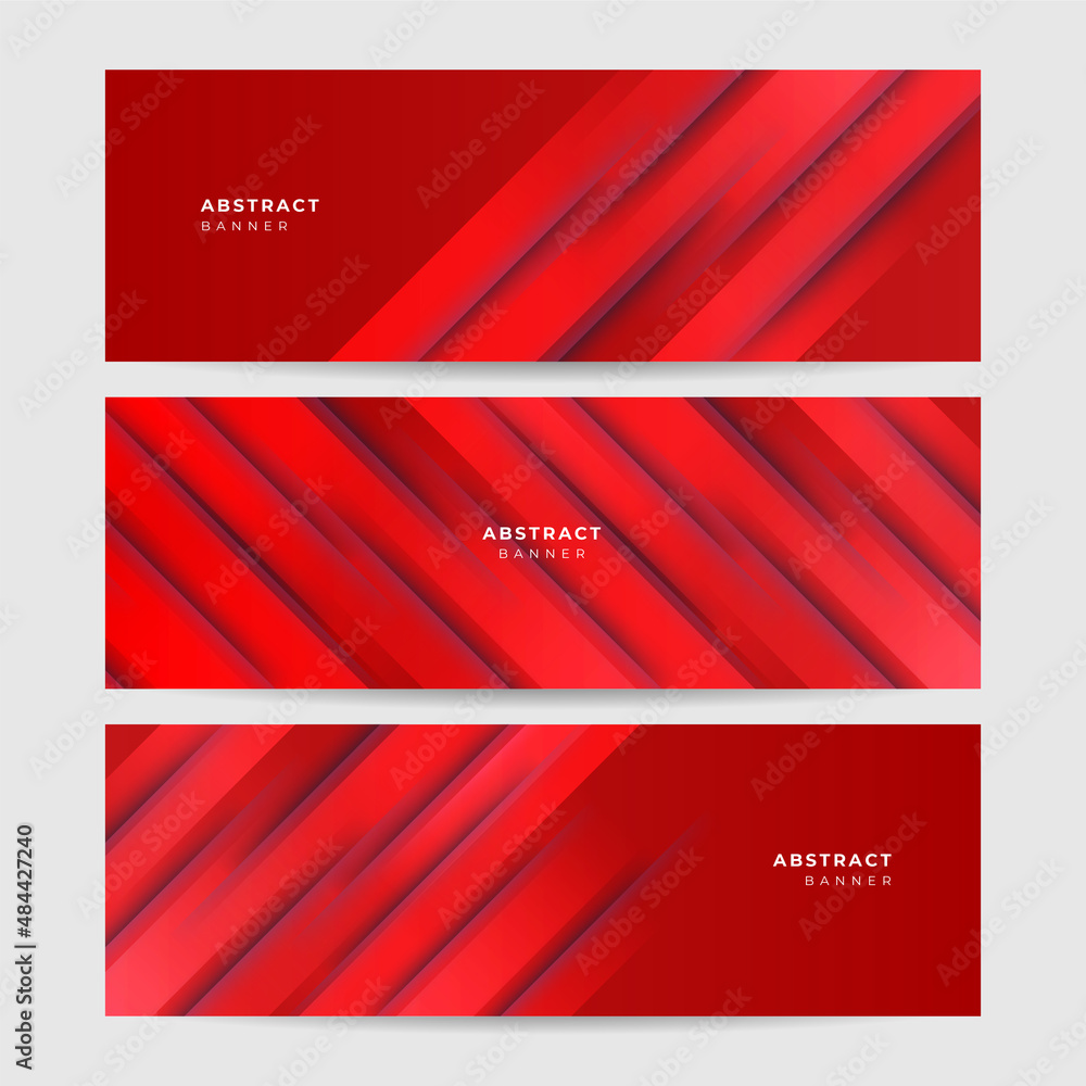 Set of modern light red abstract banner design background Set of modern light red abstract banner design background