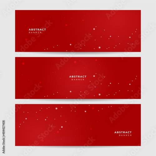 Set of Spread light wave red abstract banner design background