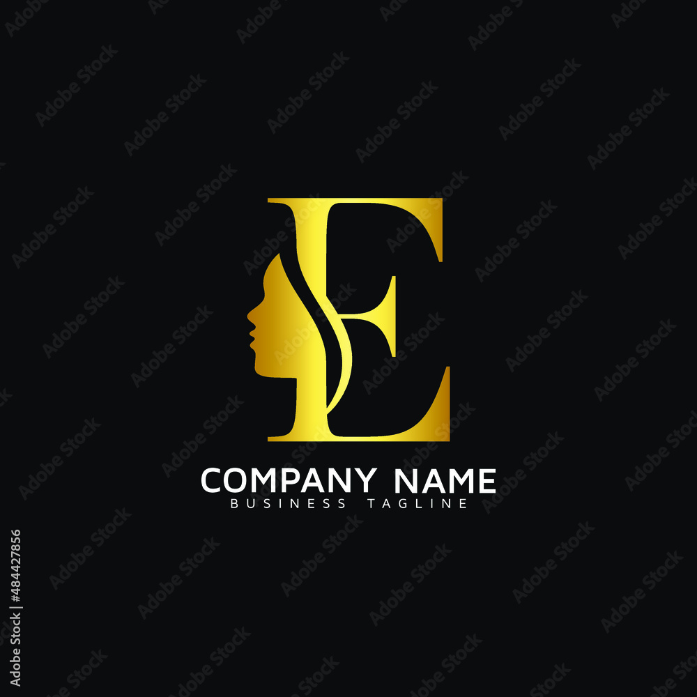 E Letter Beauty Face initial E luxury beauty queen woman face logo ...