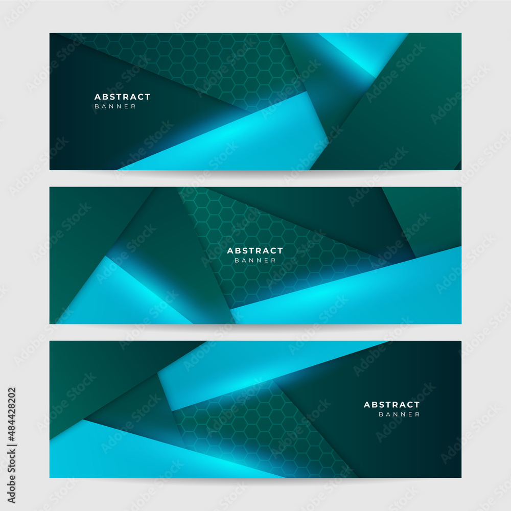 Set of modern gradient shape green blue abstract banner design background Set of modern gradient shape green blue abstract banner design background