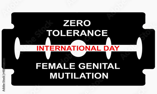 Illustration of International Day of Zero Tolerance for Female Genital Mutilation on February 6th. Stop FGM. Feminism concept.