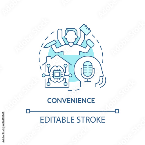 Convenience turquoise concept icon. Smart technology pros abstract idea thin line illustration. Technological advancement. Isolated outline drawing. Editable stroke. Arial, Myriad Pro-Bold fonts used