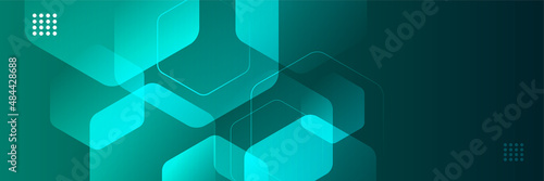 Set of overlap memphis geometric green abstract banner design background