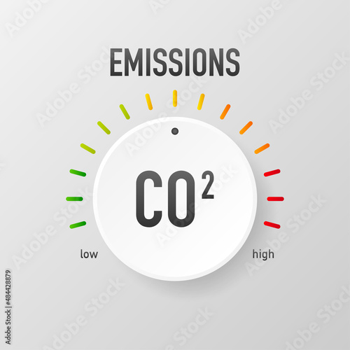 Co 2 emissions in flat style on green background. Simple vector illustration. Vector flat illustration