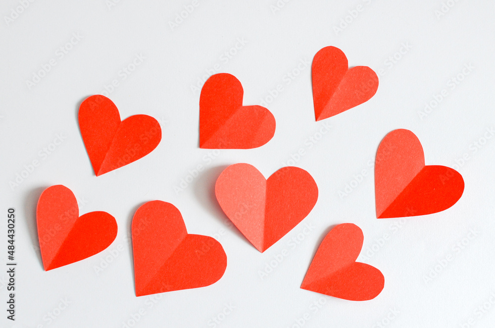 hearts from paper on a white background hearts from paper on a white background