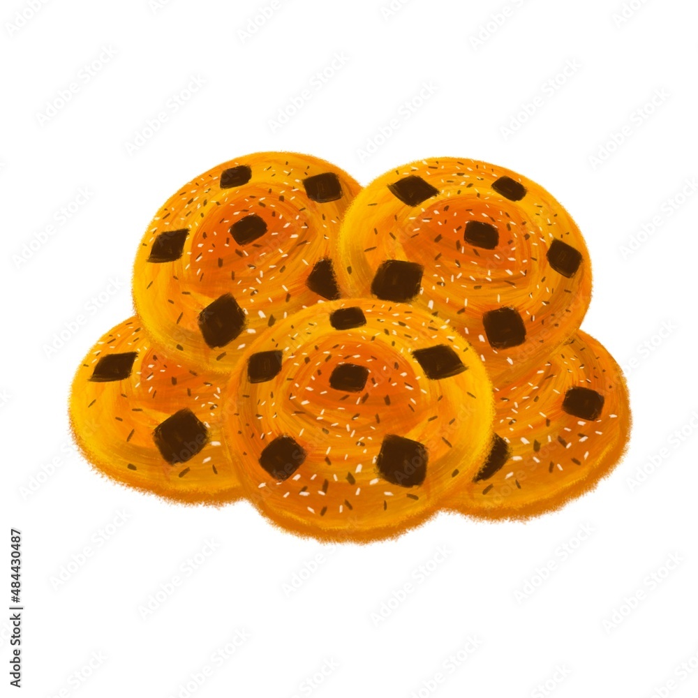 Baked chocolate chip cookies illustration Baked chocolate chip cookies illustration