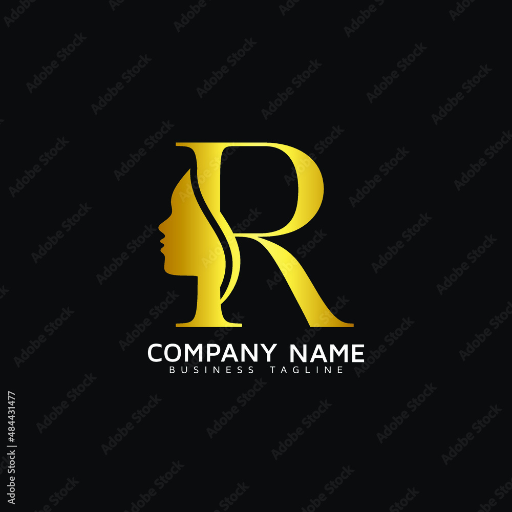 R Letter Beauty Face initial R luxury beauty queen woman face logo ...