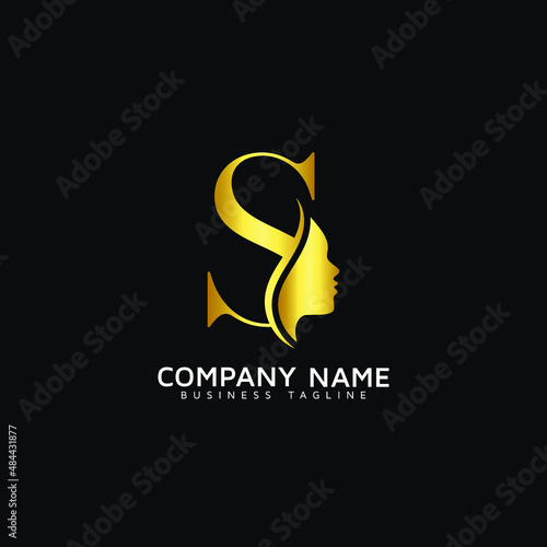 S Letter Beauty Face initial S luxury beauty queen woman face logo design vector. consisting of letter S with lady face on negative space