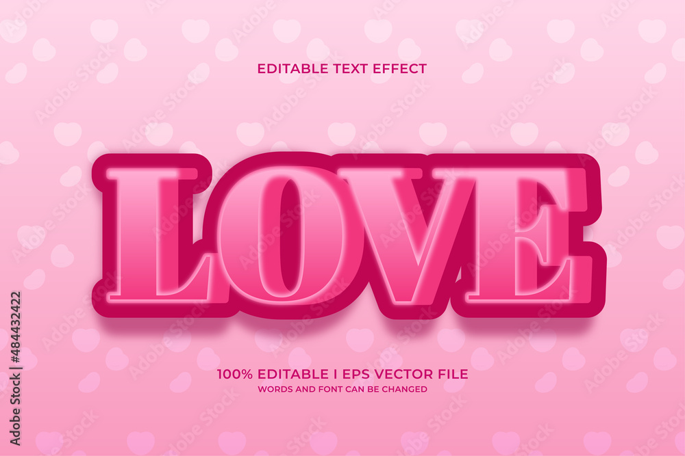 3d love editable text effect