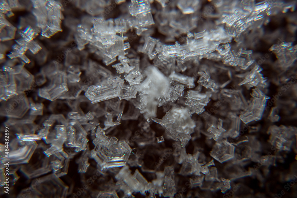Macro shot of the crystalline texture of ice in cold shades, an ice outgrowth. no-frost Macro shot of the crystalline texture of ice in cold shades, an ice outgrowth. no-frost