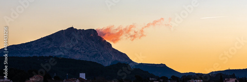 the Sainte Victoire mountain in the light of a winter morning