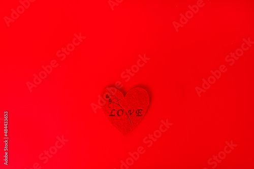 Valentine's day frame red hearts on red background 