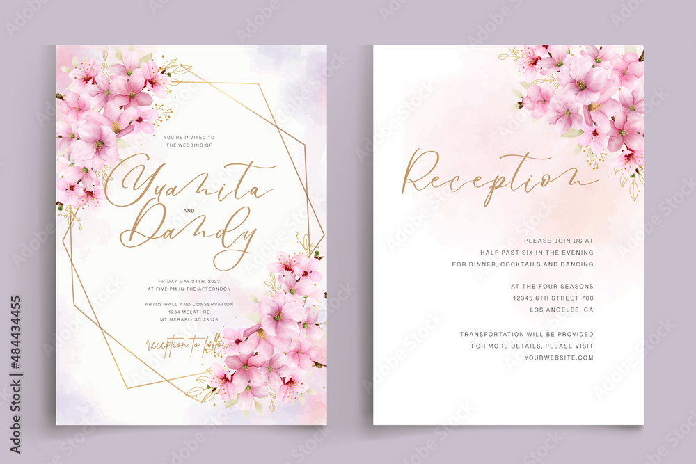 cherry blossom invitation card template