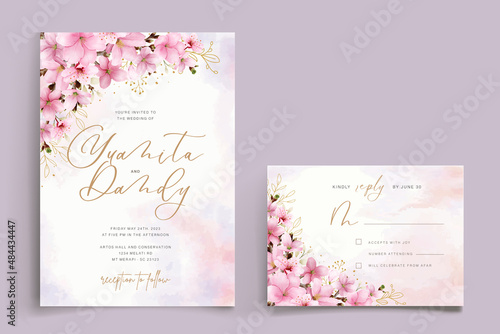 cherry blossom invitation card template