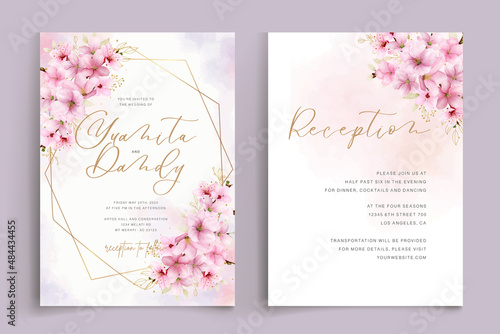 cherry blossom invitation card template