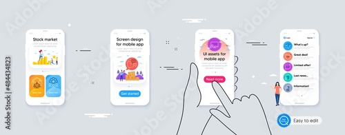 Food delivery, Report statistics and Magistrates court minimal line icons. Phone ui interface. Fingerprint, Work home, Teamwork icons. Vector