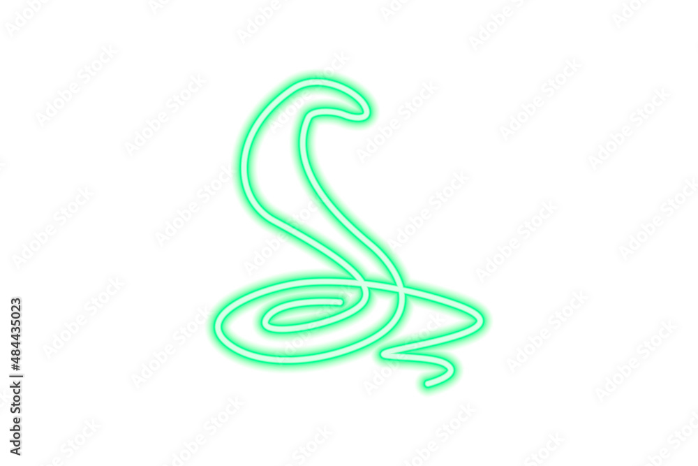 Green neon shape of snake isolated on white Green neon shape of snake isolated on white