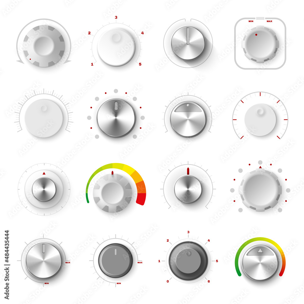 Round Adjustment Dial Realistic Set Round Adjustment Dial Realistic Set