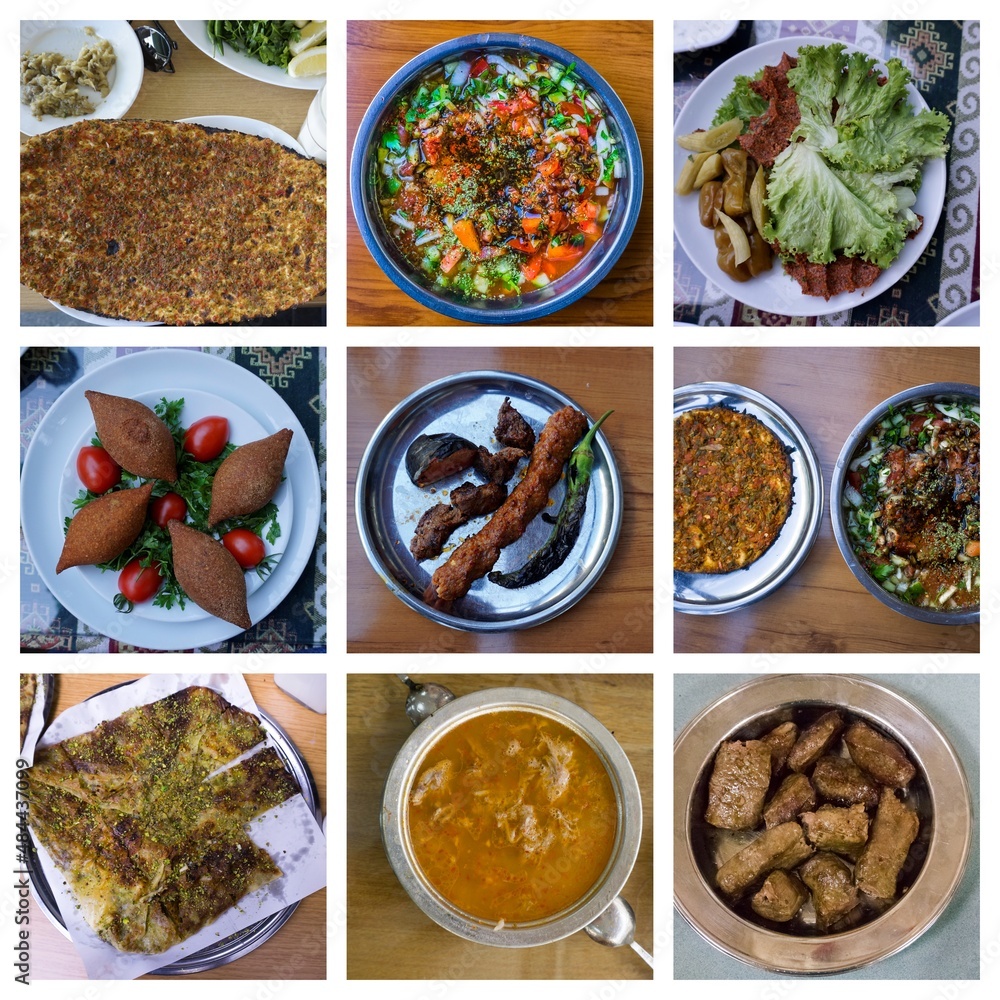Traditional Turkish foods collage. Turkish cuisine. The popular foods ...