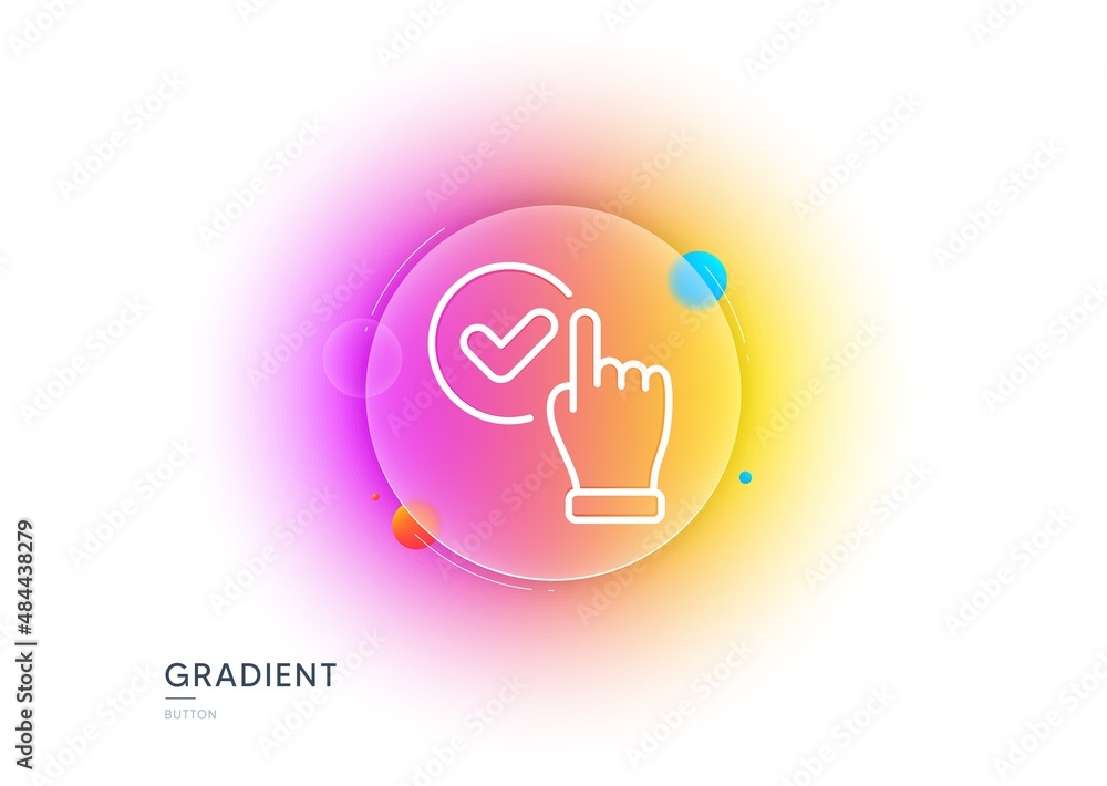 Checkbox line icon. Gradient blur button with glassmorphism. Approve sign. Confirmed click symbol. Transparent glass design. Checkbox line icon. Vector Checkbox line icon. Gradient blur button with glassmorphism. Approve sign. Confirmed click symbol. Transparent glass design. Checkbox line icon. Vector