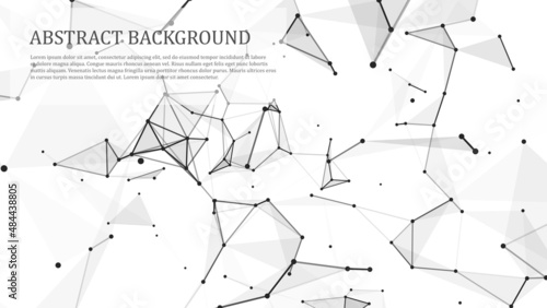 Network or connection. Abstract white background of new technologies. Data transfer. 3D vector illustration.