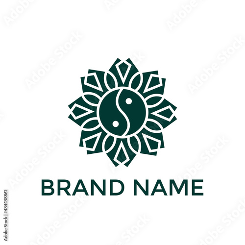 Ying Yang Leaf Logo Design Vector