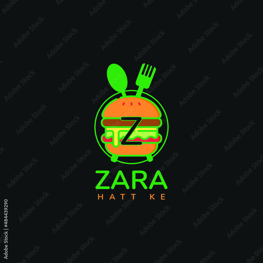 Fototapeta premium Modern minimalistic Café or restaurant logo pizza logo, burger logo vector