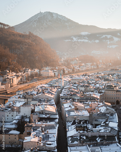 Salzburg Festung Hohensalzburg Winter Snow Sunrise Austria