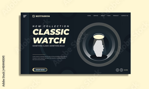 Black color classic watch brand product Social media post cover Design or banner template Premium