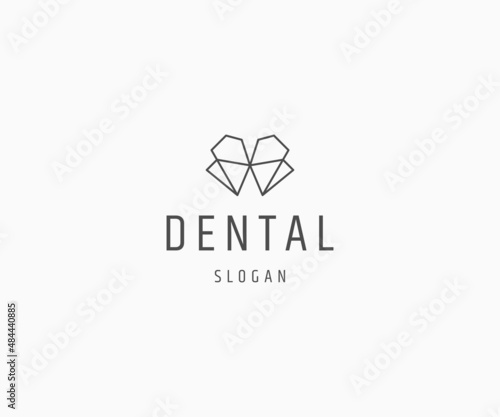 Dental line art logo icon design template vector