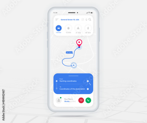 Map GPS navigation app ux ui concept, Mobile map application, Smartphone App search map navigation, Technology map, City navigation maps, City street, gps tracking, Location tracker, Vector