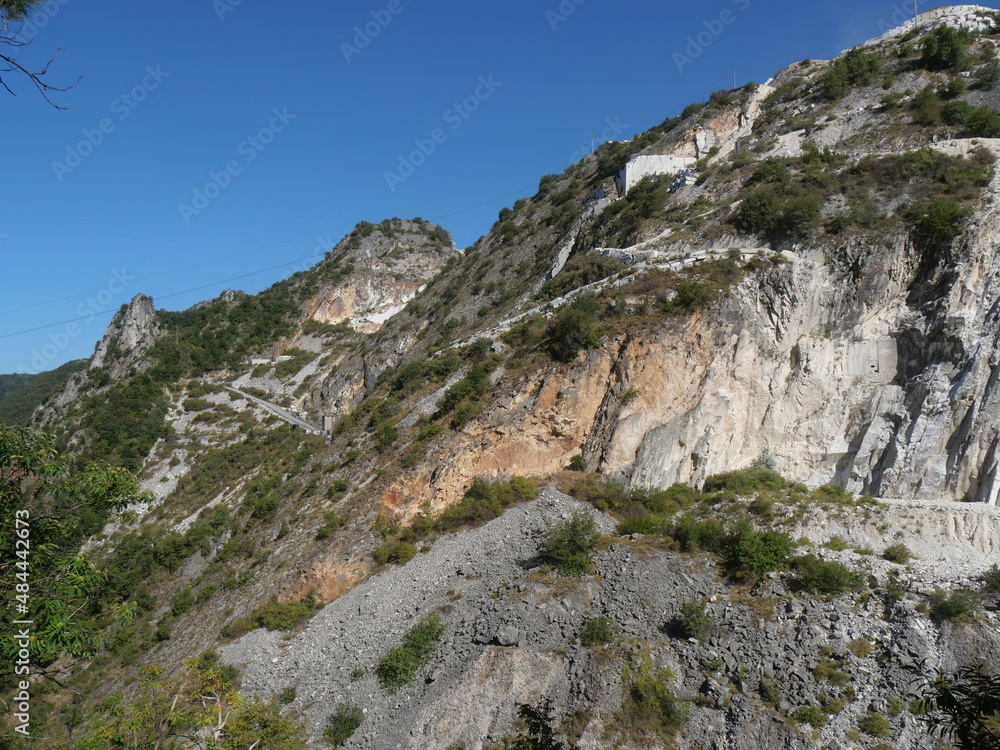 panorama on Miseglia marble quarrying basin among the green of the Apennine Mountains