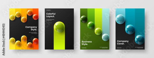 Simple 3D balls presentation layout collection. Modern corporate identity A4 design vector concept composition.
