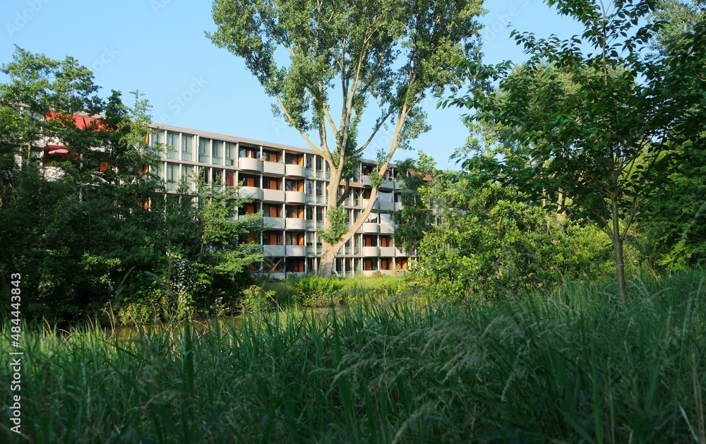 apartments at a sea harbour in the sunset apartments at a sea harbour in the sunset