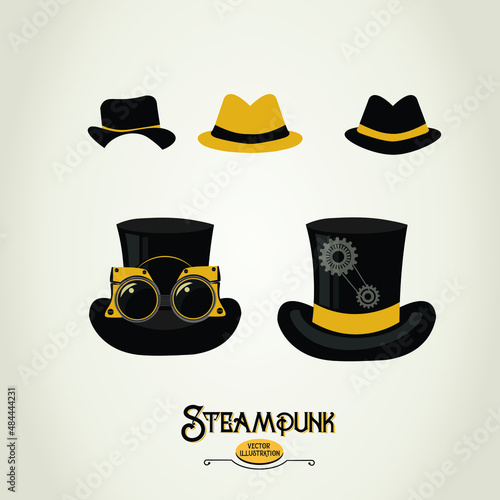 Steampunk illustrations -hats and goggles 