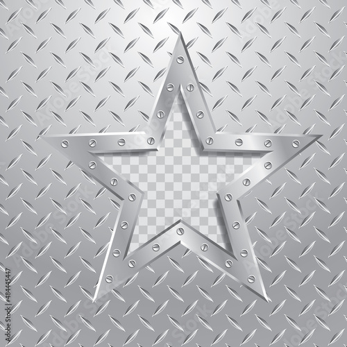 silver star on diamond metal plate