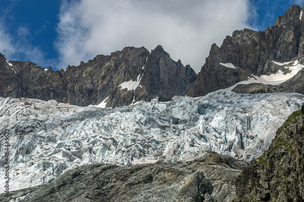 Glacier Blanc en été  , massif des Ecrins , Oisans , Hautes-Alpes , France