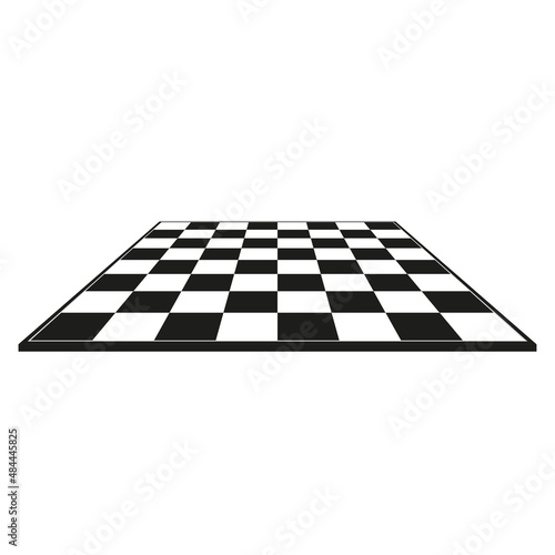 Chess board in isometric style. Black and white board game. Vector illustration isolated.